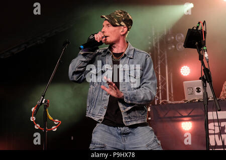 Stereo MCs auf dem Cornbury Music Festival, tolle Tew, Oxfordshire, UK. Juli 13, 2018 Stockfoto