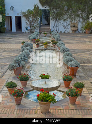 Springbrunnen verfügen über Terrassen in Córdoba in Andalusien Spanien Stockfoto