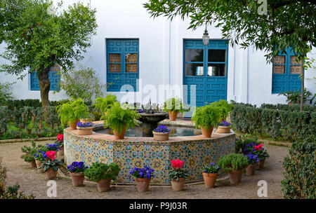 Springbrunnen verfügen über Terrassen in Córdoba in Andalusien Spanien Stockfoto