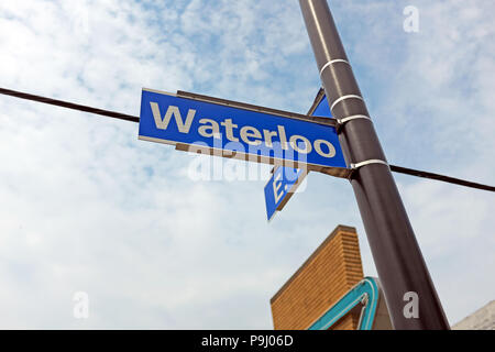 Das Waterloo Arts and Entertainment District in Cleveland, Ohio, USA, ist bekannt für seine unabhängigen Geschäfte, Kunst- und Musikszene. Stockfoto