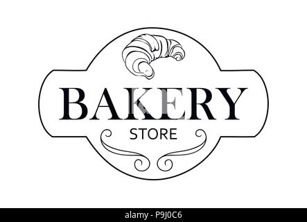 Schild, Logo oder Namen für einen Backshop mit Brot und Süßigkeiten Stock Vektor