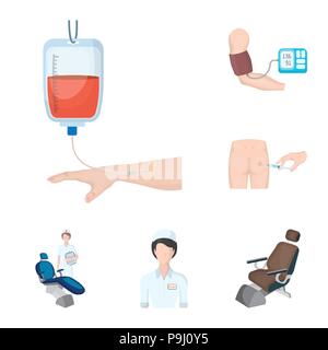 Medizin und Behandlung cartoon Symbole im Set Sammlung für Design. Krankenhaus und Ausrüstung vektor Symbol lieferbar Abbildung. Stock Vektor