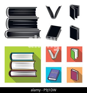 Verschiedene Arten von Büchern. Bücher set Sammlung Icons in Schwarz, flat Vektor Symbol lieferbar Abbildung. Stock Vektor
