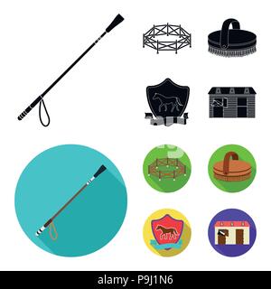 Voliere, Peitsche, Emblem, Hippodrom. Hippodrom und Pferd Sammlung Icons in Schwarz, flat Vektor Symbol lieferbar Abbildung. Stock Vektor