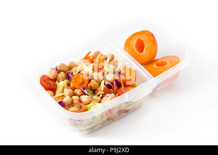 Lunch Box mit gesunden Lebensmitteln bereit zu isoliert auf weißem Hintergrund Essen Stockfoto