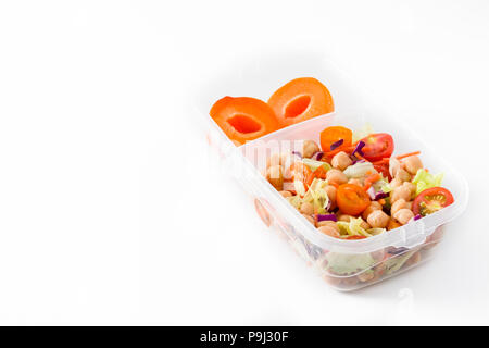 Lunch Box mit gesunden Lebensmitteln bereit zu isoliert auf weißem Hintergrund Essen Stockfoto