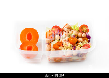 Lunch Box mit gesunden Lebensmitteln bereit zu isoliert auf weißem Hintergrund Essen Stockfoto