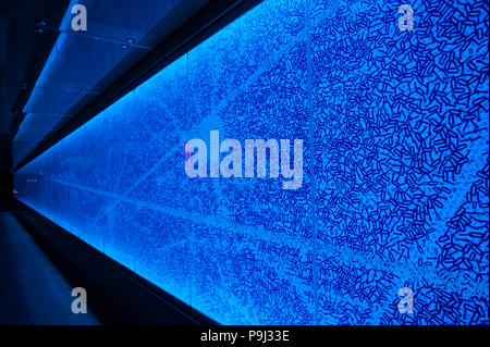 Allen Institut für Hirnforschung Seite von Gebäude mit bunten Wand der neurologische System des Gehirns. Stockfoto