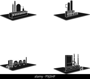 Schwarz, blast, Gebäude, Geschäft, Chemie, Sammlung, Unternehmen, komplexe, Anreicherung, Enterprise, Ausrüstung, Fabrik, Ofen, Icon, Illustration, Industrie, isoliert, kubisch, Logo, Manufaktur, Herstellung, Metallurgie, Anlagen, Räumlichkeiten, Produktion, Recycling, Behälter, Set, Shop, Zeichen, Struktur, Strukturen, Symbol, Turm, Trompete, Vector, Vektor, Vektoren, Stock Vektor