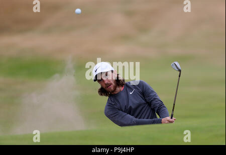 England's Tommy Fleetwood während der Vorschau Tag vier der Open Championship 2018 in Carnoustie Golf Links, Angus. Stockfoto