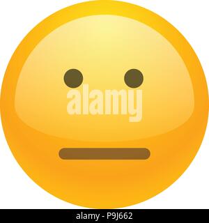 Isoliertes gelbes Emoticon ausdruckslos Smiley. Pocker - konfrontiert. Stock Vektor