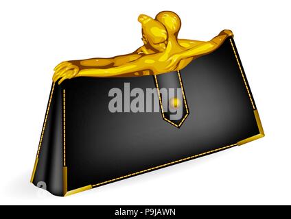 Geldbörse mit Silhouetten von Männern und Frauen isoliert auf weißem Stock Vektor