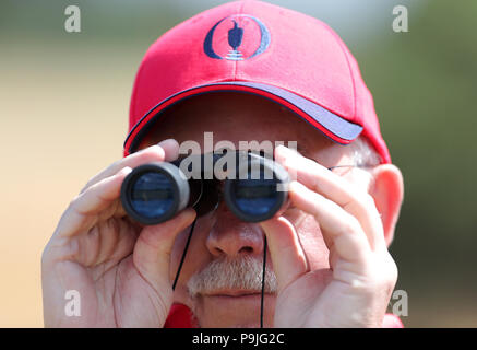 Einen Marshall Uhren die Aktion während der Vorschau Tag vier der Open Championship 2018 in Carnoustie Golf Links, Angus. Stockfoto