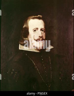 Porträt von Philip IV (1605-1665), König von Spanien in Valladolid geboren, Öl Gemälde von Velázquez. Stockfoto