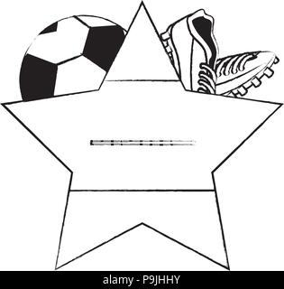 Russland Flagge in Sternform mit Fußball-ähnliche Symbole auf weißem Hintergrund, Vector Illustration Stock Vektor