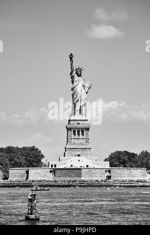 Schwarz-weiss Bild der Freiheitsstatue, New York, USA. Stockfoto