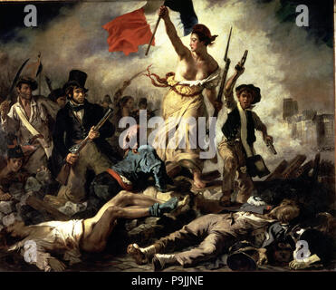 Die Freiheit führt das Volk, 28. Juli 1830, öl von Eugene Delacroix. Stockfoto