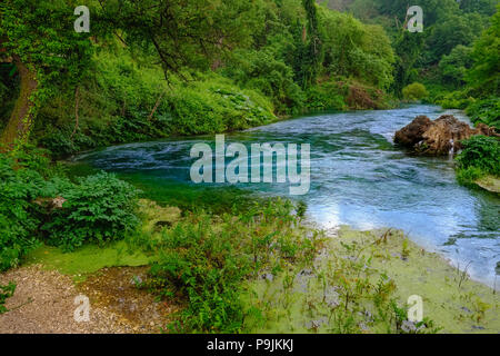 Karstquelle blauen Auge, ich Syri Kalter, Fluss Bistrica, in der Nähe von Saranda, Albanien Qark Vlora Stockfoto