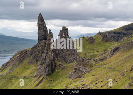 Alte Mann der Storr Rock Nadel, trotternish Halbinsel, Highlands, Isle of Skye, Innere Hebriden, Schottland, Vereinigtes Königreich Stockfoto