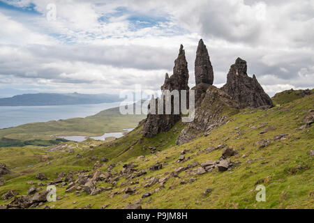 Alte Mann der Storr Rock Nadel, trotternish Halbinsel, Highlands, Isle of Skye, Innere Hebriden, Schottland, Vereinigtes Königreich Stockfoto