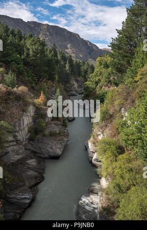 Blick in den Canyon des Shotover River, Queenstown, Otago, Südinsel, Neuseeland Stockfoto