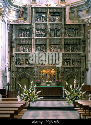 Kloster von El Paular, gegründet von John ICH, 1390, Altarbild der Kirche. Stockfoto