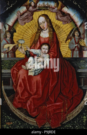 'Madonna mit Kind', zentralen Bedienfeld eines anonymen Triptychon. Stockfoto
