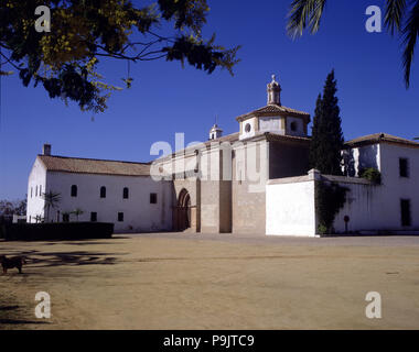 Außenansicht des Kloster La Rabida in Palos de la Frontera (Huelva). Stockfoto