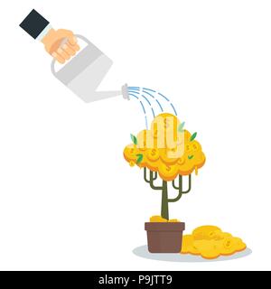 Geschäftsmann Bewässerung Money Tree Stock Vektor