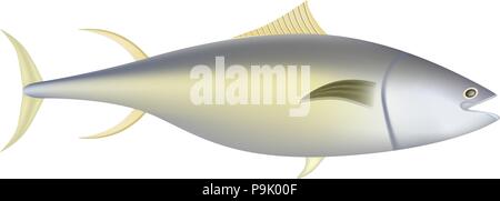 Gelbflossenthun fisch Mockup, realistischen Stil Stock Vektor