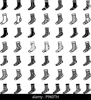 Socken Schuhe Sport Kleidung Symbole gesetzt, einfachen Stil Stock Vektor