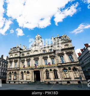 Fassade von Lyon Rathaus Gebäude auf der Terreaux Square, Frankreich, Europa Stockfoto