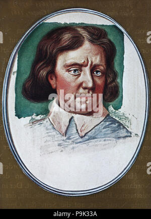 Oliver Cromwell, 25. April 1599 â € "3. September 1658, war ein englischer militärischen und politischen Führer. Er diente als Lord Protector des Commonwealth von England, Schottland und Irland von 1653 bis zu seinem Tod, digital verbesserte Reproduktion einer Vorlage drucken aus dem Jahr 1900 Stockfoto