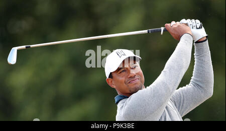 Die USA Tiger Woods während der Vorschau Tag vier der Open Championship 2018 in Carnoustie Golf Links, Angus. Stockfoto