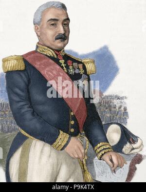 Aimable Pelissier, 1. Duc de Malakoff (1794-1864). Marschall von Frankreich. Porträt. Gravur. Gefärbt. Stockfoto