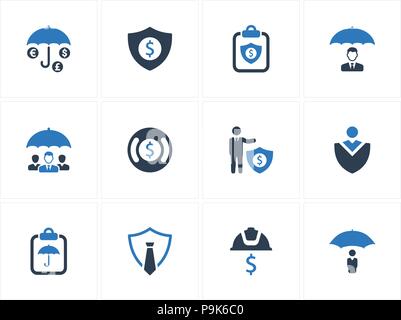 Schöne, liebevoll gestalteten Business Security Icons - blaue Version Stock Vektor