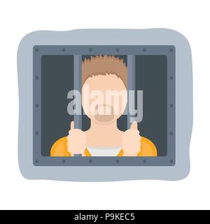 Gefangener Symbol in Cartoon Design auf weißem Hintergrund. Polizei symbol Vektor Illustration. Stock Vektor