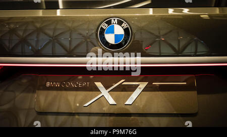 Kuala Lumpur, Malaysia. 19. Juli 2018. Auto Show Preview des BMW Concept X7 in Kuala Lumpur, Malaysia, am 19. Juli 2018. © Danny Chan/Alamy Leben Nachrichten. Stockfoto