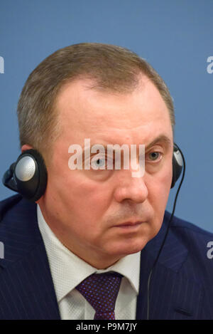 Riga, Lettland. Juli 2018 19. 19.07.2018. Drücken Sie die Taste Konferenz der lettischen Minister Edgars Rinkevics und weißrussischen Außenminister Wladimir Makei. Credit: gints Ivuskans/Alamy leben Nachrichten Stockfoto