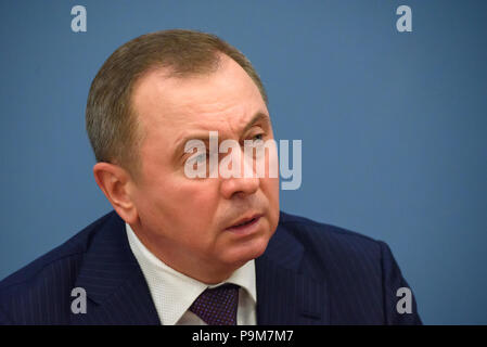 Riga, Lettland. Juli 2018 19. 19.07.2018. Drücken Sie die Taste Konferenz der lettischen Minister Edgars Rinkevics und weißrussischen Außenminister Wladimir Makei. Credit: gints Ivuskans/Alamy leben Nachrichten Stockfoto