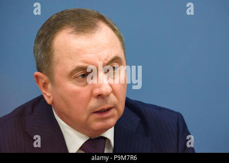 Riga, Lettland. Juli 2018 19. 19.07.2018. Drücken Sie die Taste Konferenz der lettischen Minister Edgars Rinkevics und weißrussischen Außenminister Wladimir Makei. Credit: gints Ivuskans/Alamy leben Nachrichten Stockfoto