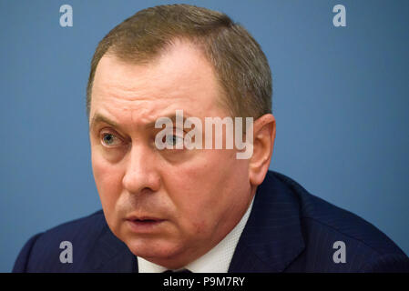 Riga, Lettland. Juli 2018 19. 19.07.2018. Drücken Sie die Taste Konferenz der lettischen Minister Edgars Rinkevics und weißrussischen Außenminister Wladimir Makei. Credit: gints Ivuskans/Alamy leben Nachrichten Stockfoto