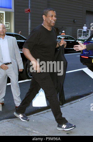 NEW YORK, NY 19. Juli: Denzel Washington bei Good Morning America gesehen Förderung von seinem neuen Film der Equalizer 2 in New York City am 19. Juli 2018. Credit: RW/MediaPunch Credit: MediaPunch Inc/Alamy leben Nachrichten Stockfoto