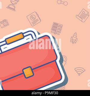 Aktenmappe über orange Hintergrund, farbenfrohen Design. Vector Illustration Stock Vektor
