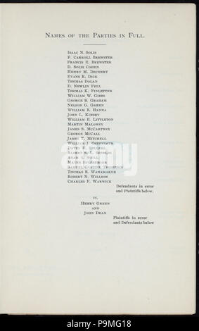 570 ABENDESSEN HONNORING ISAAC N. SOLIS, HENRY GREEN, JOHN DEAN (Durch) hohe BERUFUNGSGERICHT VON PENNSYLVANIA (at) "Das BELLEVUE, PHILDELPHIA (PA)" (HOTEL gehalten ;) (NYPL Hades -271110-4000004522) Stockfoto