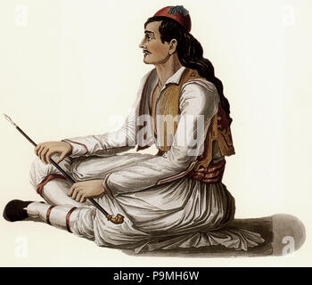 108 albanische Mann, farbige Aquatinta von J Cartwright - 1827 Stockfoto