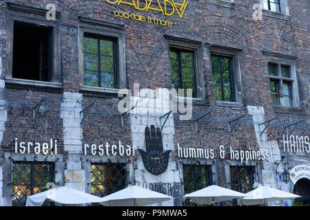 Jüdische Restaurant und Bar im Jüdischen Viertel, Altstadt, Krakau, Polen, Europa. Stockfoto