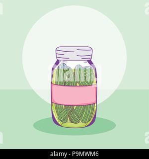Gurken in Mason jar Stock Vektor