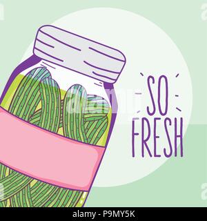 Gurken in Mason jar Stock Vektor
