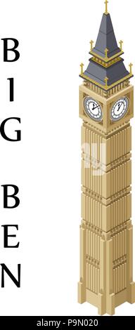 Isometrische sehr detaillierte Big Ben Tower. Stock Vektor